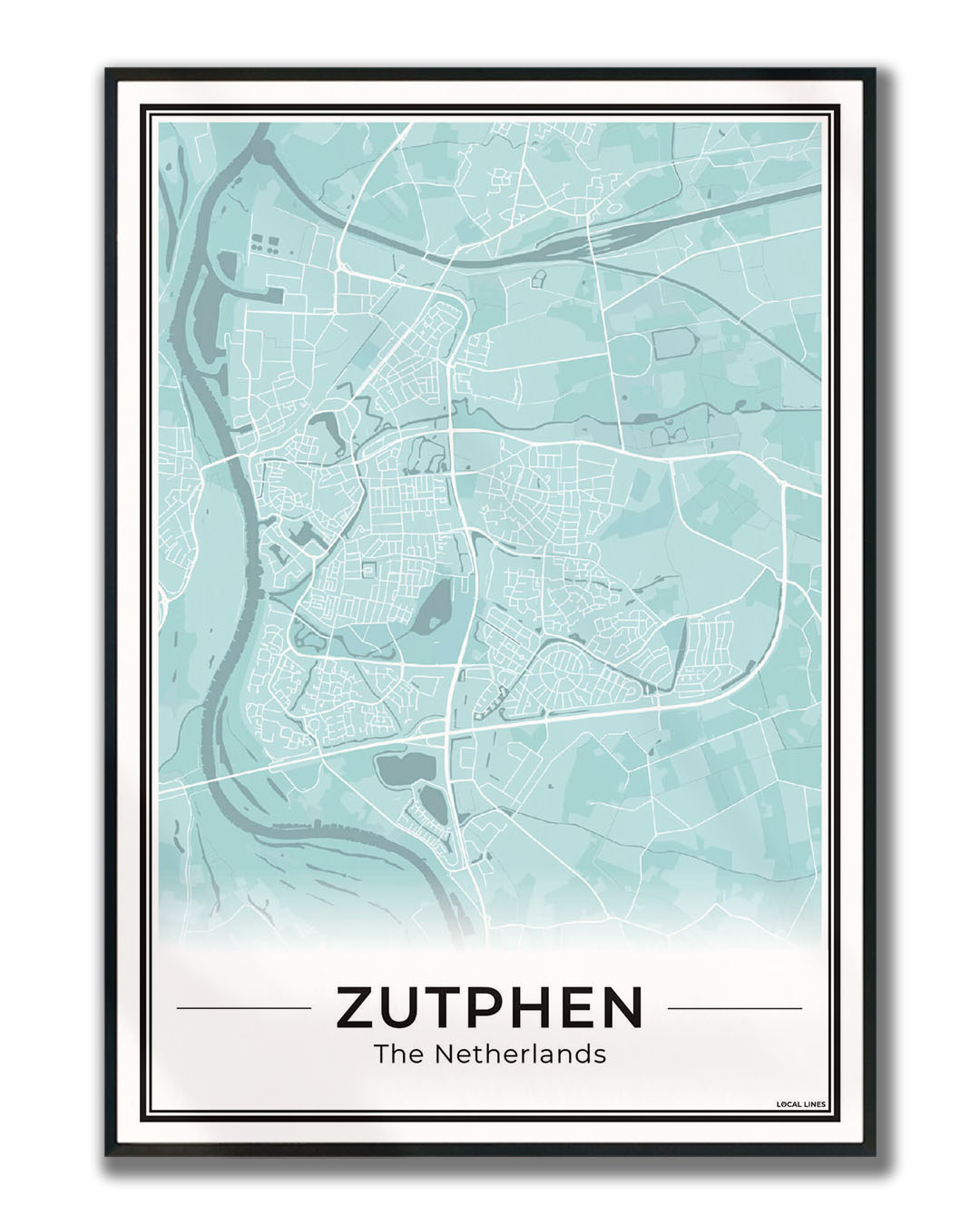 Zutphen Plattegrond Poster voor Woonkamer ingelijst Sky