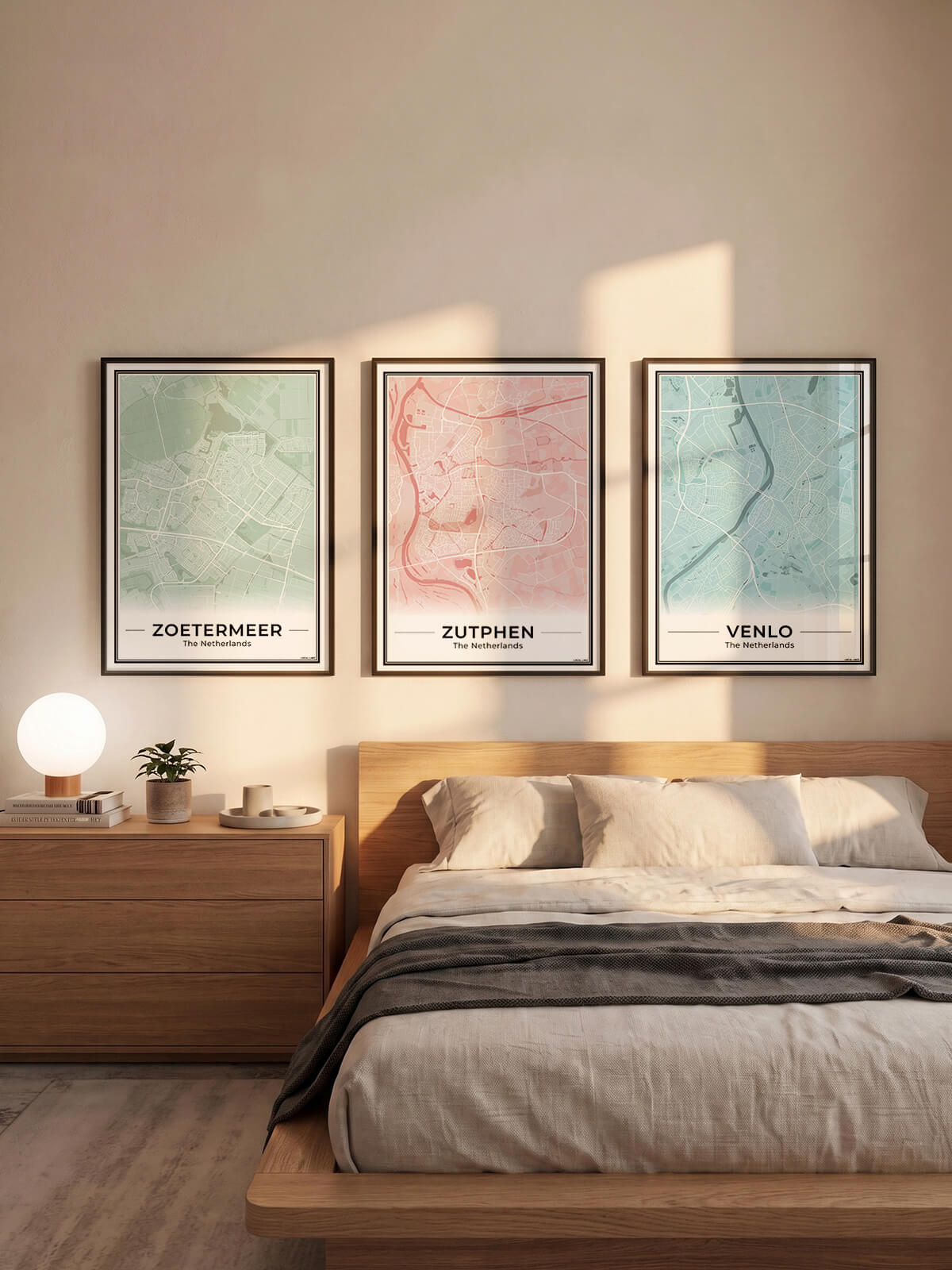 Zutphen Plattegrond Poster voor Woonkamer in slaapkamer in 3 kleuren Algemeen