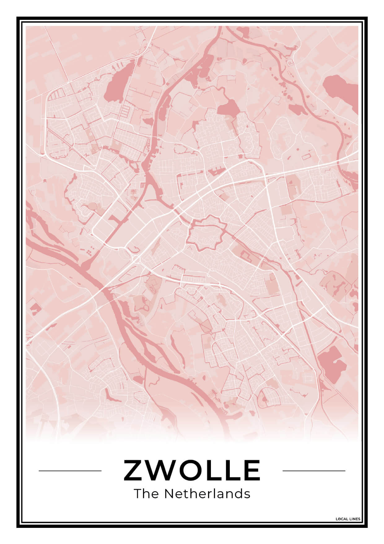 Stadskaart Zwolle Poster Blush