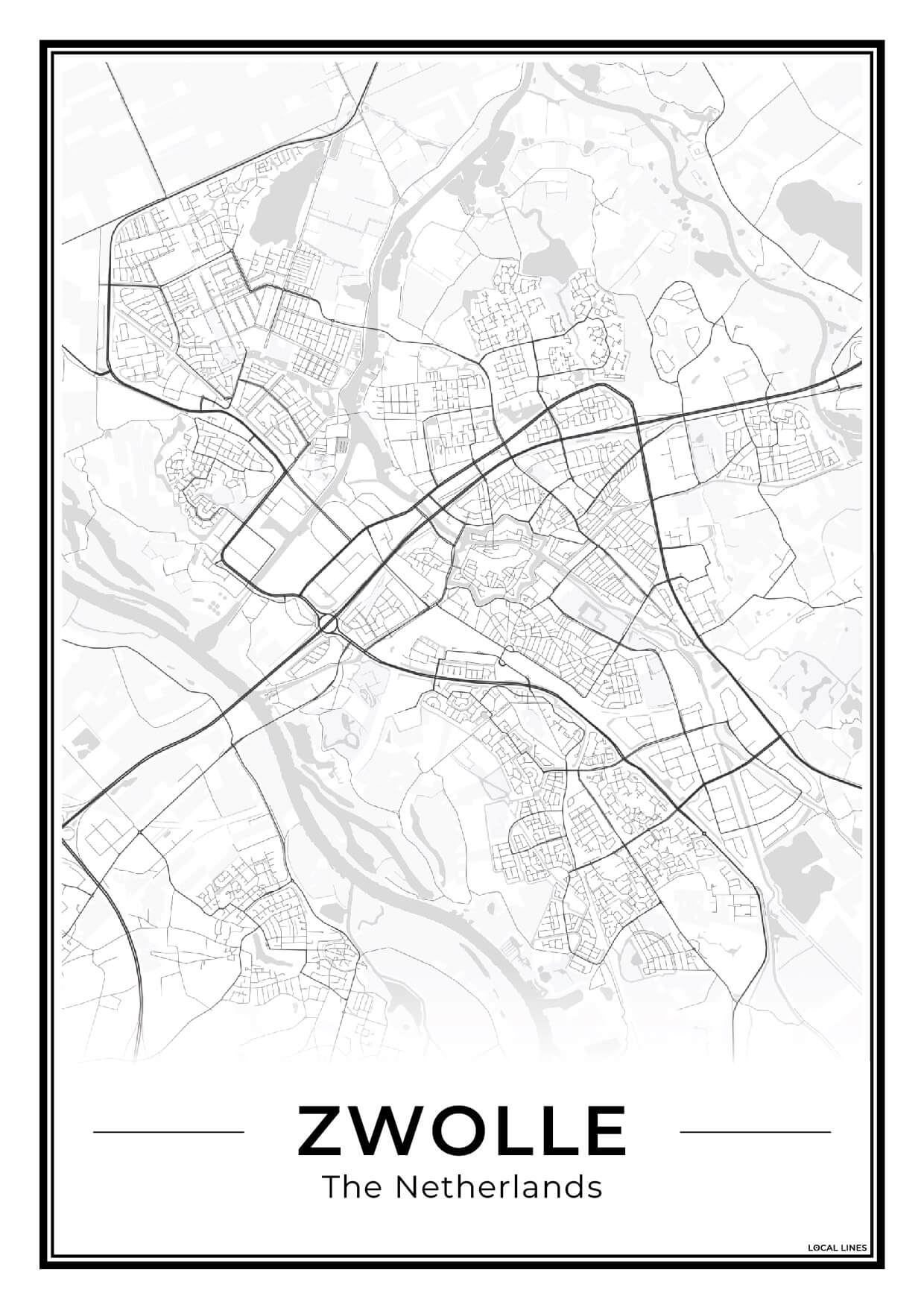 Stadskaart Zwolle Poster Light