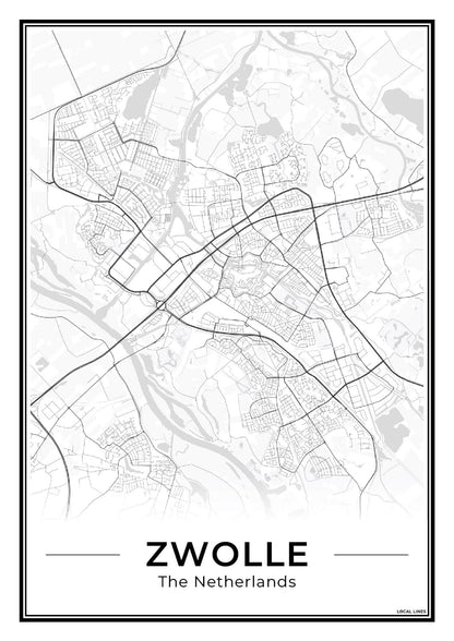 Stadskaart Zwolle Poster Light