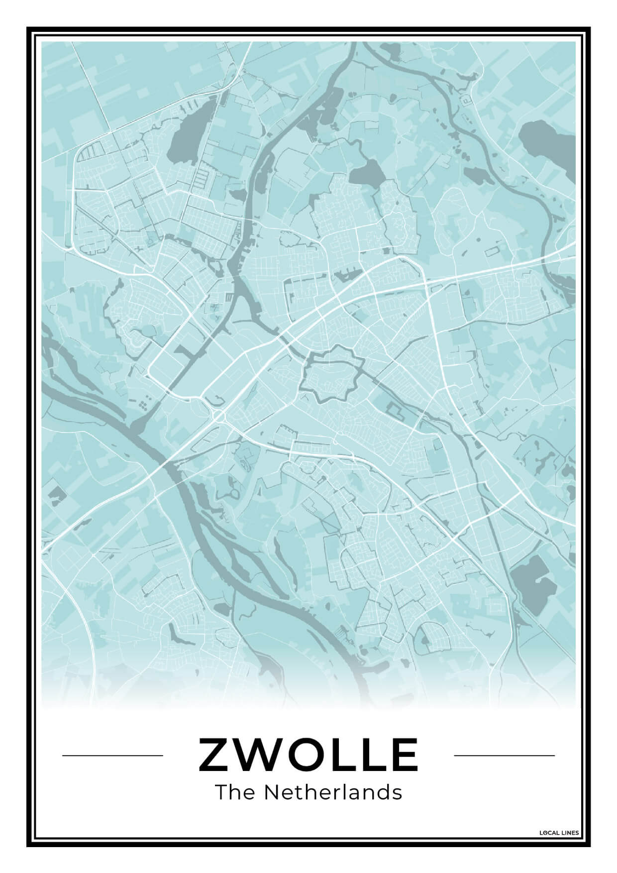 Stadskaart Zwolle Poster Sky