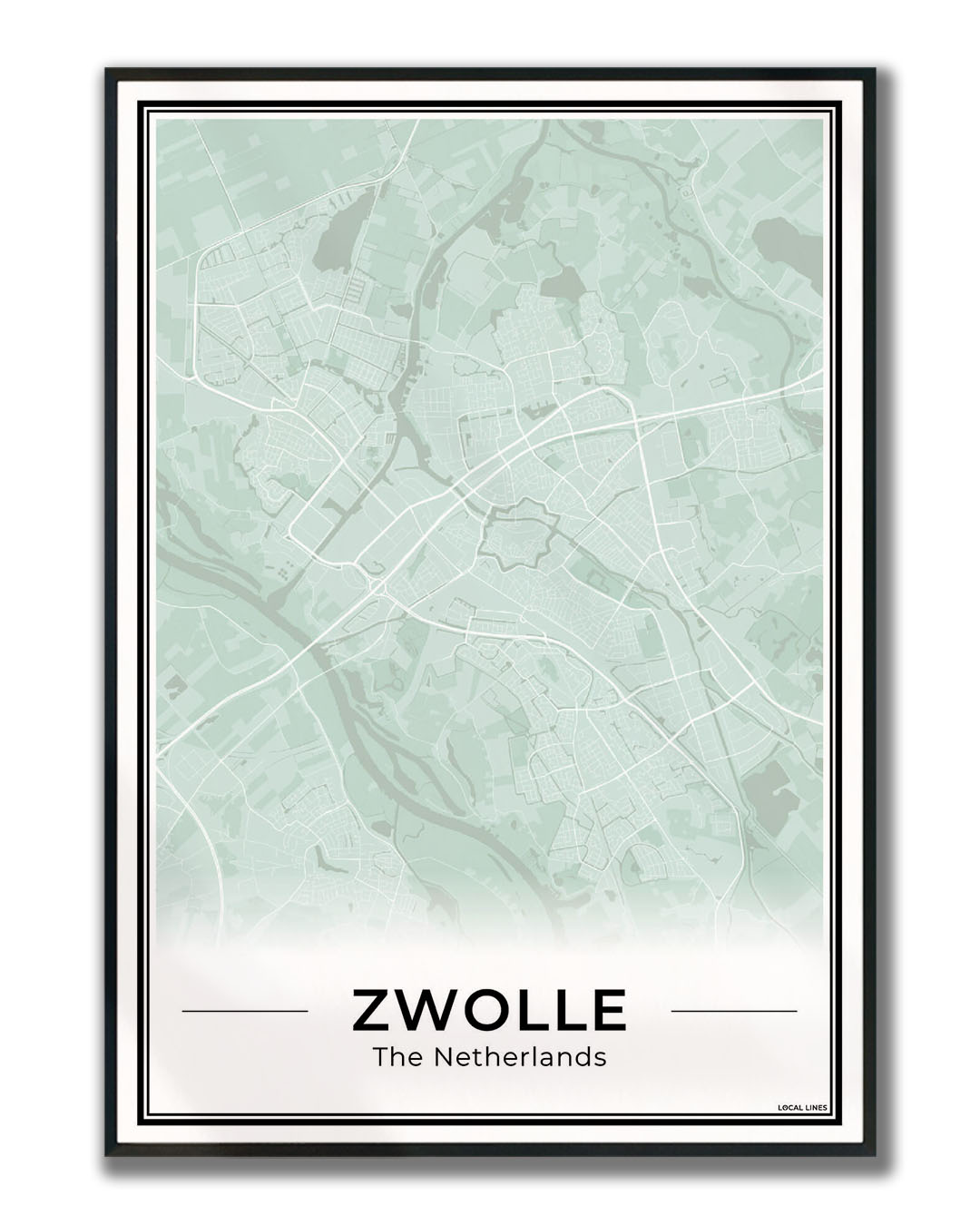 Stadskaart Zwolle Poster Ingelijst Sage