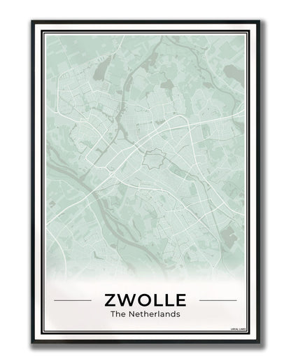 Stadskaart Zwolle Poster Ingelijst Sage
