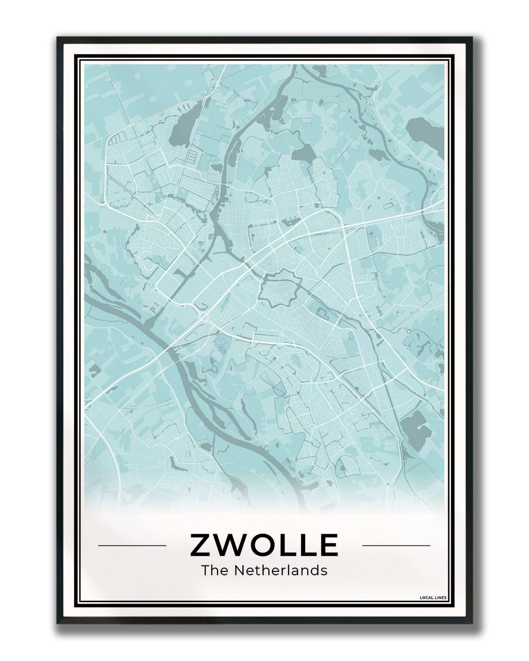Stadskaart Zwolle Poster Ingelijst Sky