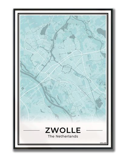 Stadskaart Zwolle Poster Ingelijst Sky