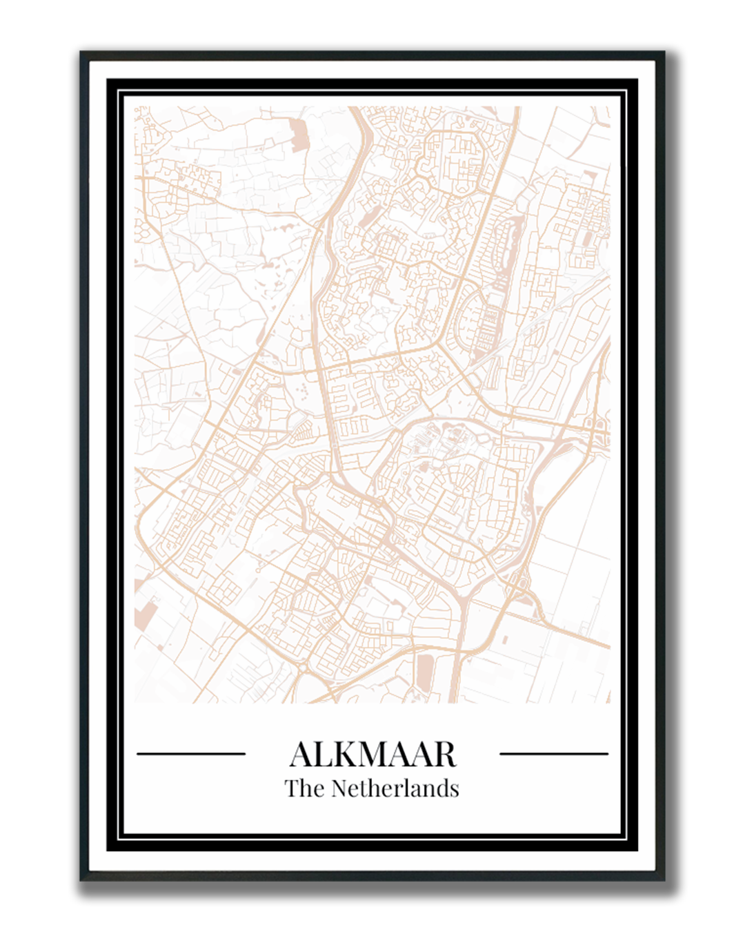 Stadskaart poster van Alkmaar in beige