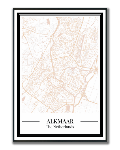 Stadskaart poster van Alkmaar in beige