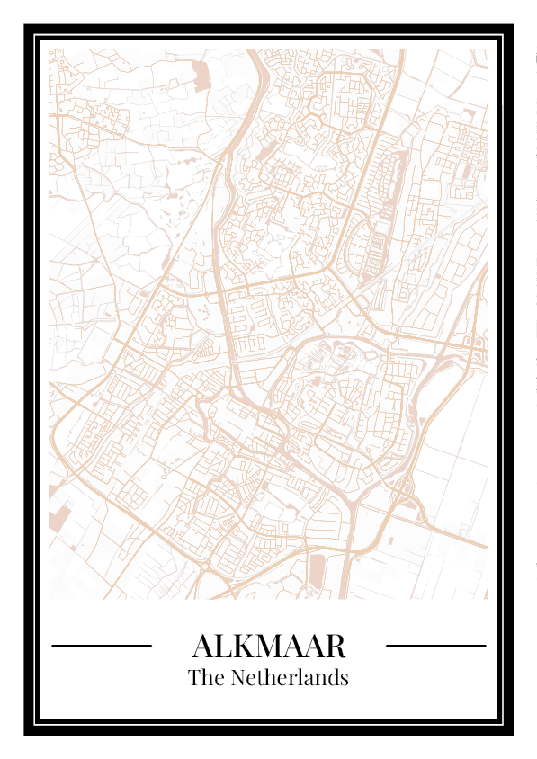Stadskaart poster van Alkmaar in beige kleur