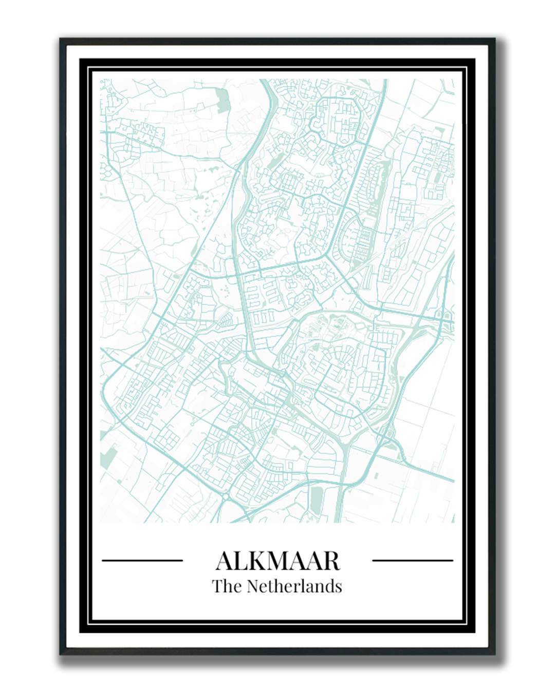Stadskaart poster van Alkmaar in blauw