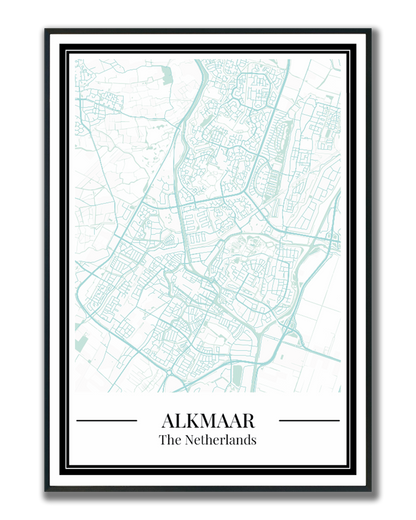 Stadskaart poster van Alkmaar in blauw