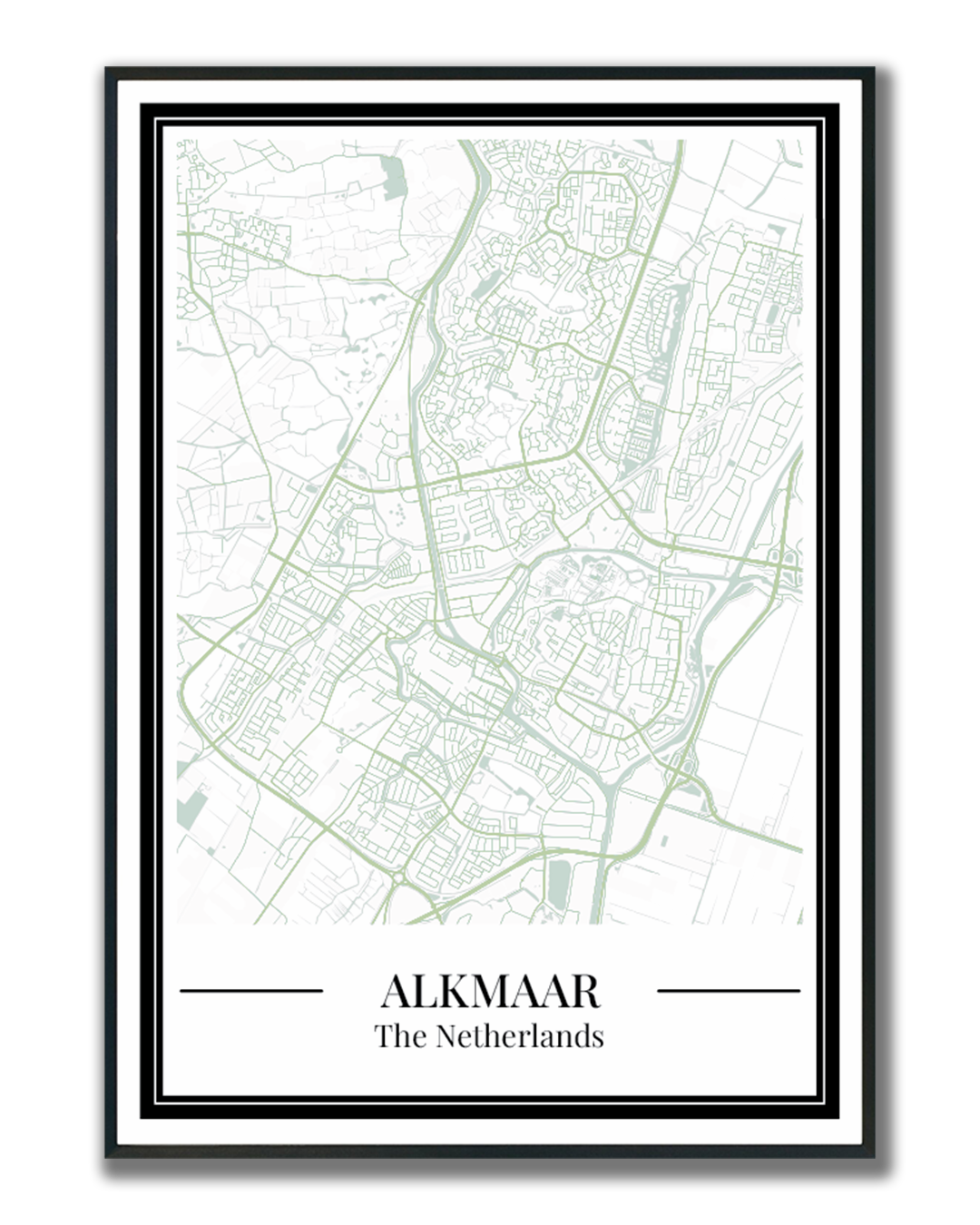 Stadskaart poster van Alkmaar in groen
