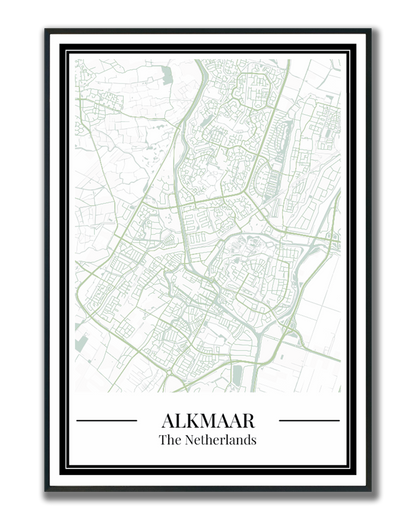 Stadskaart poster van Alkmaar in groen