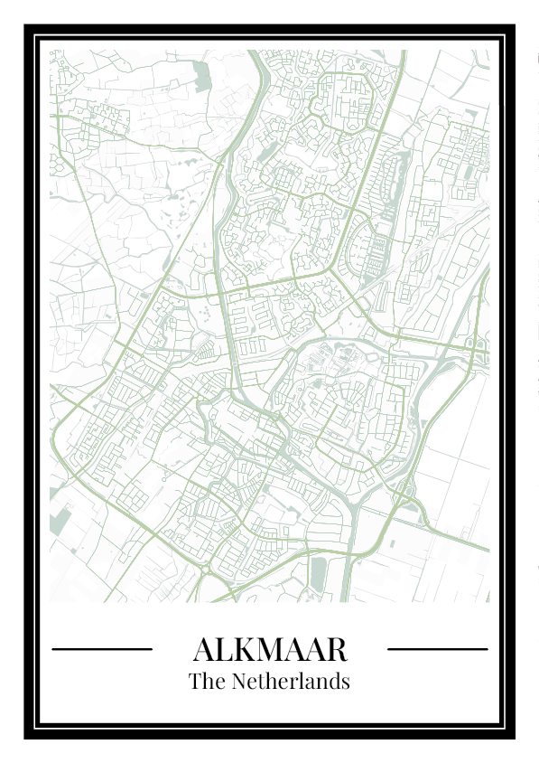 Stadskaart poster van Alkmaar in groene kleur