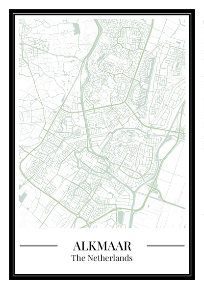 Stadskaart poster van Alkmaar in groene kleur