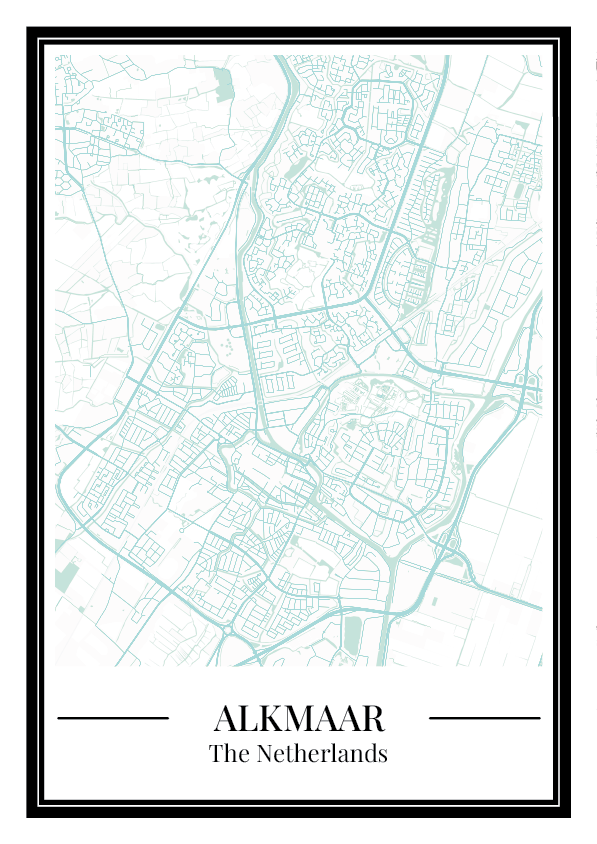 Stadskaart poster van Alkmaar in lichtblauwe kleur