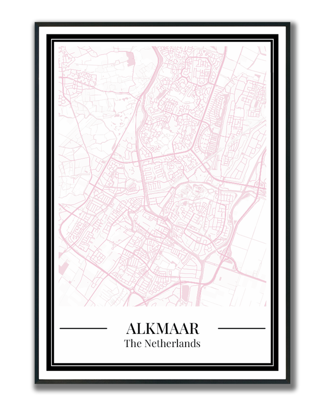 Stadskaart poster van Alkmaar in roze