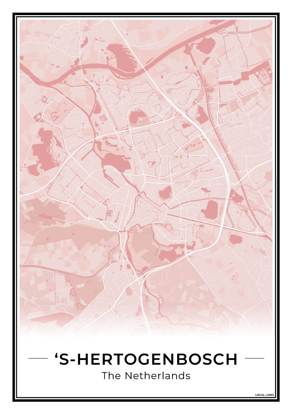 Stadskaart Den Bosch Wanddecoratie Blush