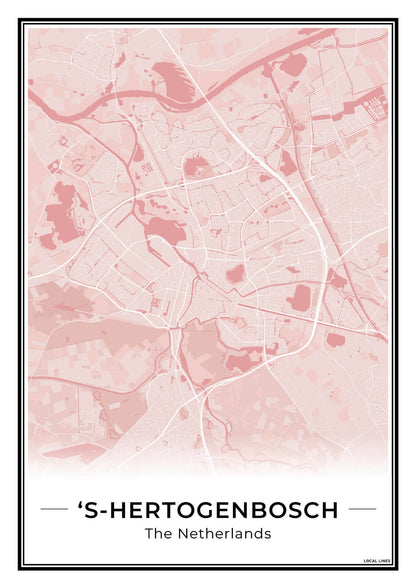 Stadskaart Den Bosch Wanddecoratie Blush