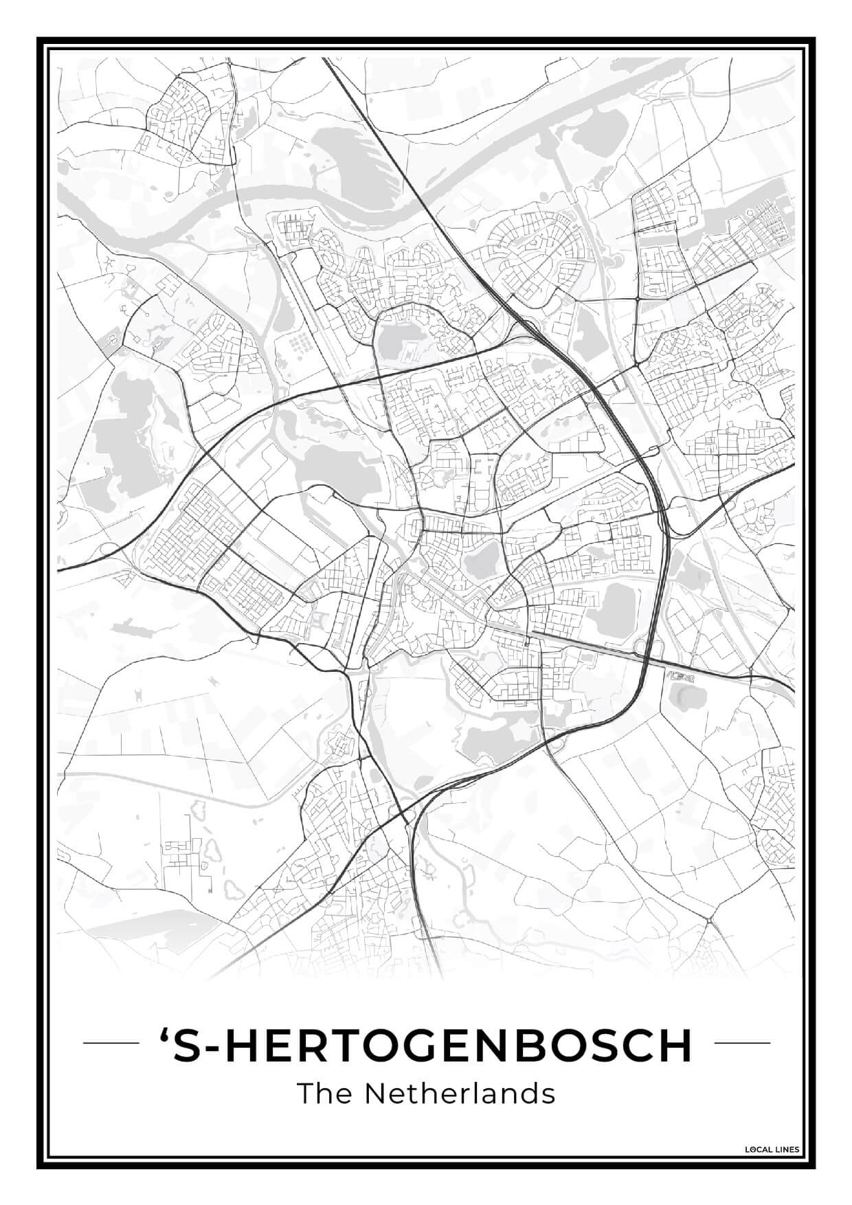 Stadskaart Den Bosch Wanddecoratie Light