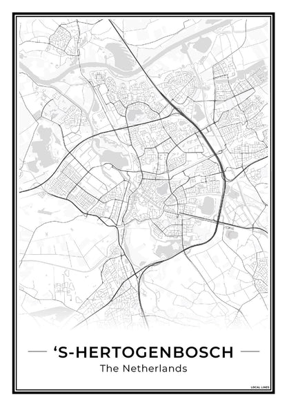 Stadskaart Den Bosch Wanddecoratie Light
