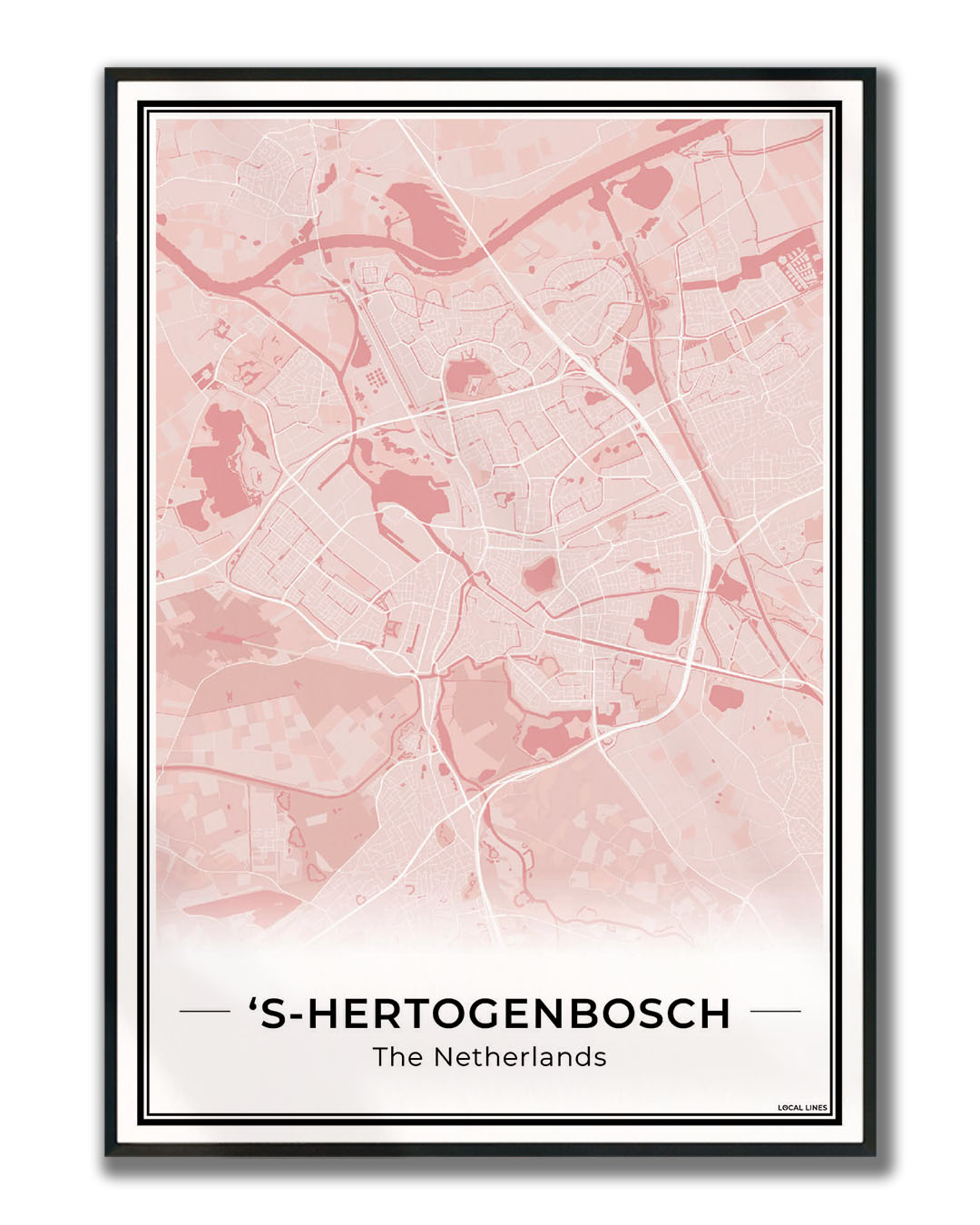 Stadskaart Den Bosch Wanddecoratie Ingelijst Blush