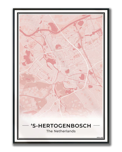 Stadskaart Den Bosch Wanddecoratie Ingelijst Blush