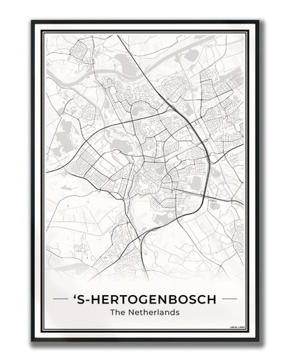 Stadskaart Den Bosch Wanddecoratie ingelijst Light