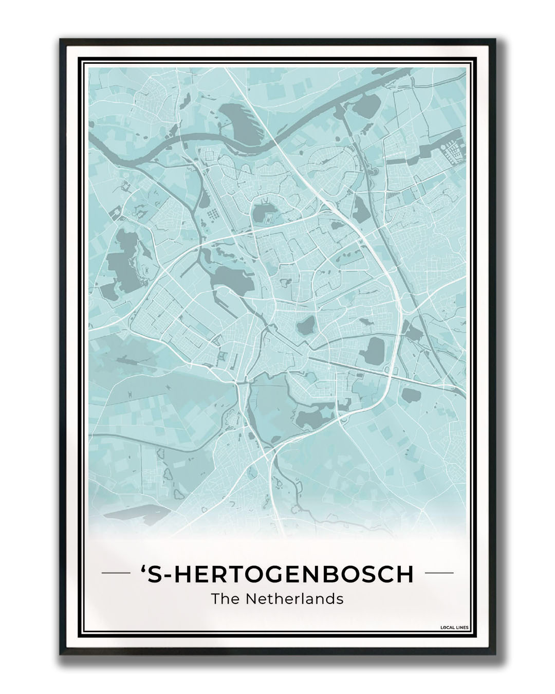 Stadskaart Den Bosch Wanddecoratie Ingelijst Sky