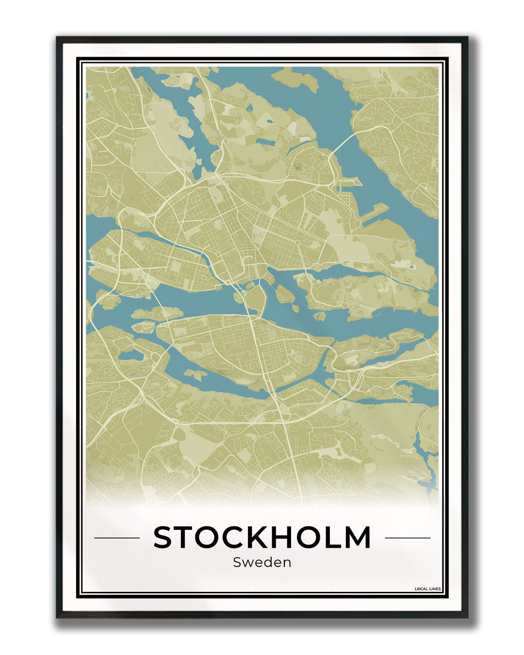 Stockholm Stadskaart – Poster - Moss ingelijst