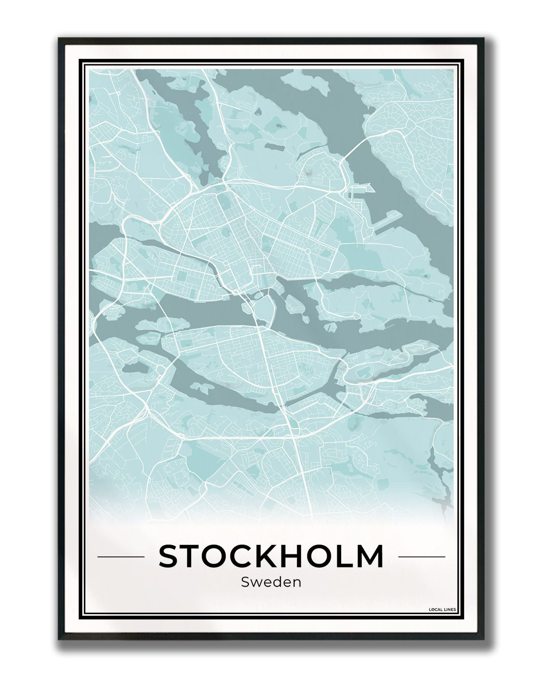 Stockholm Stadskaart – Poster - Sky ingelijst