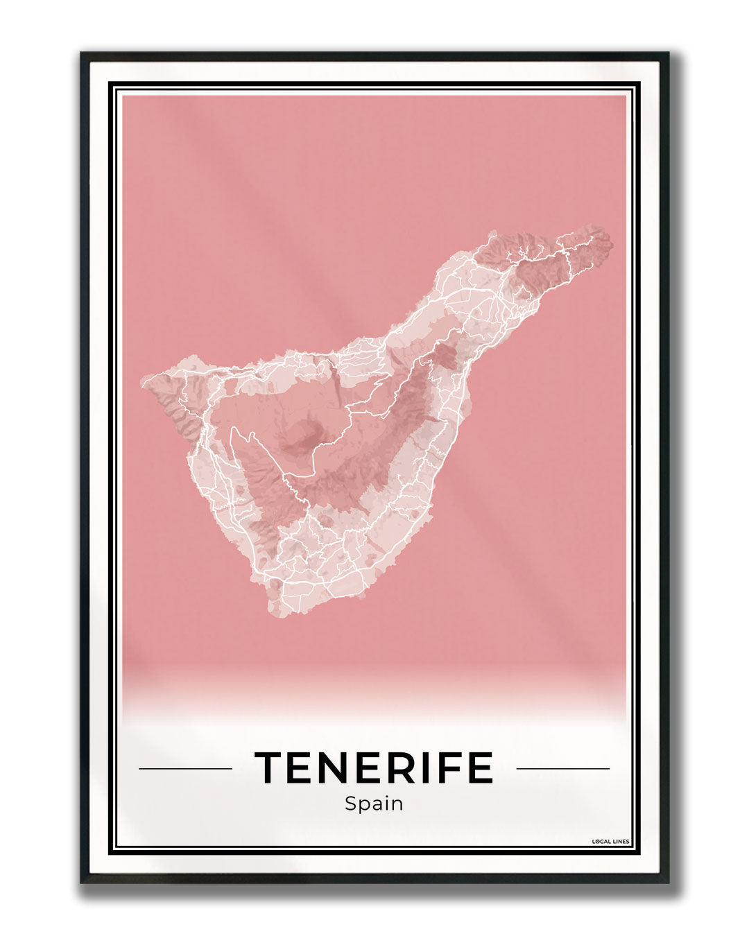 Tenerife Eilandkaart – Poster - Blush ingelijst