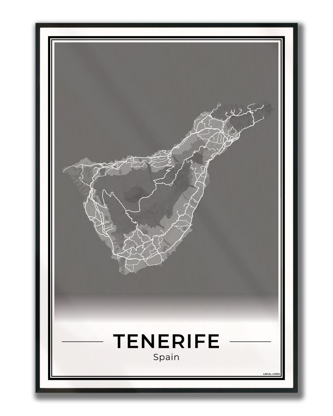 Tenerife Eilandkaart – Poster - Dark ingelijst