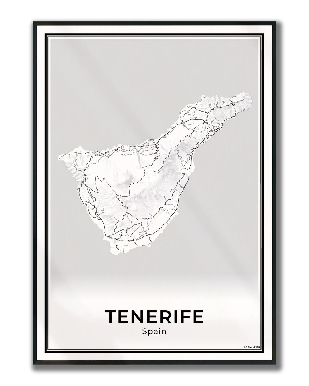 Tenerife Eilandkaart – Poster - Light ingelijst