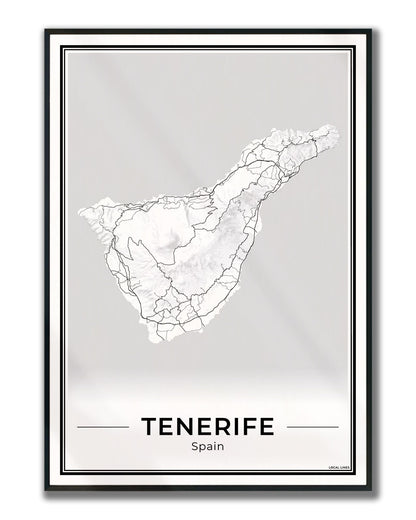 Tenerife Eilandkaart – Poster - Light ingelijst