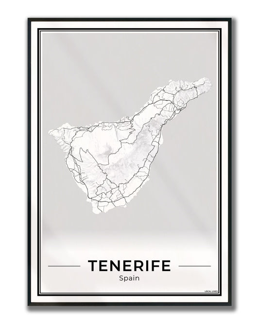 Tenerife Eilandkaart – Poster - Light ingelijst