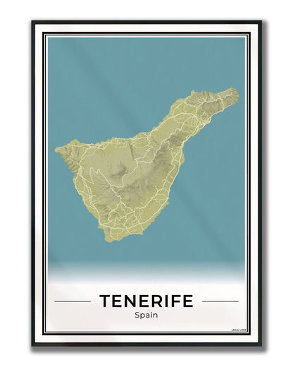 Tenerife Eilandkaart – Poster - Moss ingelijst