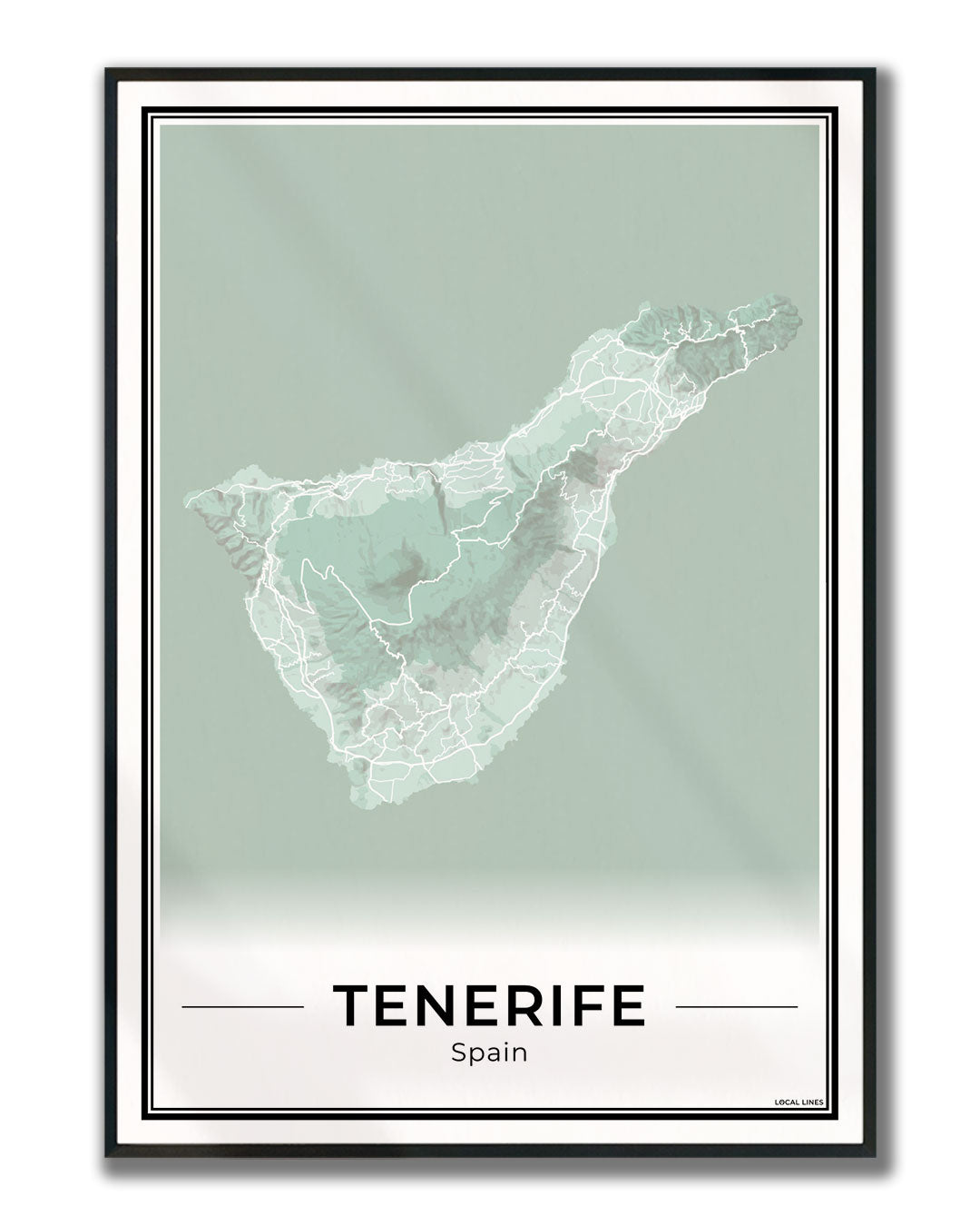 Tenerife Eilandkaart – Poster - Sage ingelijst