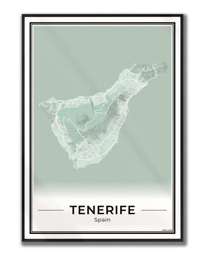 Tenerife Eilandkaart – Poster - Sage ingelijst