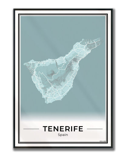Tenerife Eilandkaart – Poster - Sky ingelijst