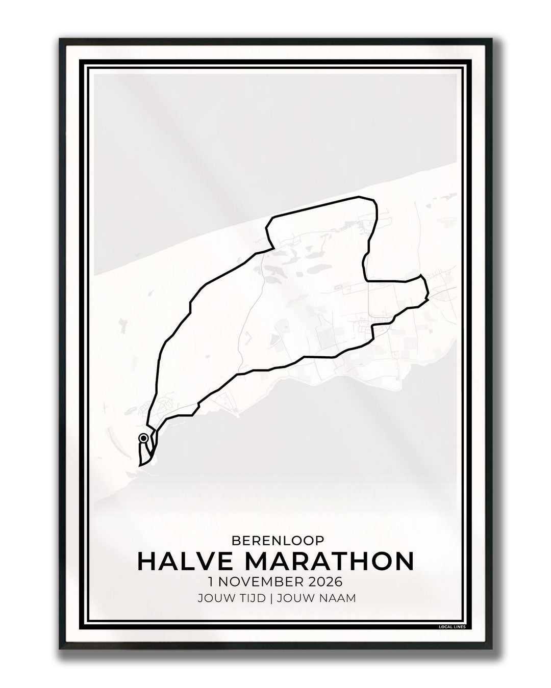 Berenloop Terschelling halve marathon poster in lijst - eilandloop cadeau