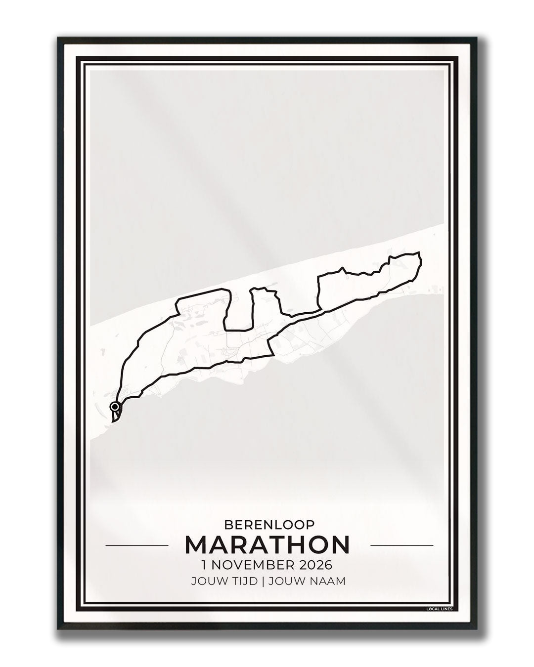 Berenloop Terschelling marathon poster in lijst - eilandloop hardloopcadeau