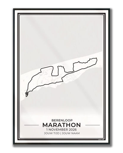 Berenloop Terschelling marathon poster in lijst - eilandloop hardloopcadeau