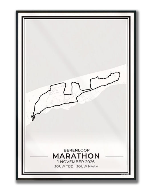 Berenloop Terschelling marathon poster in lijst - eilandloop hardloopcadeau