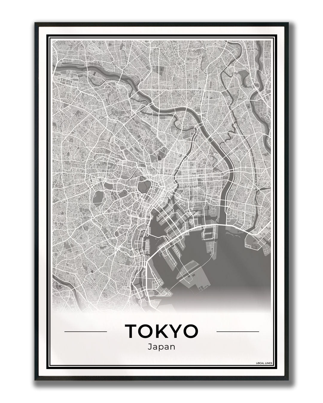 Tokio Stadskaart – Poster - Dark ingelijst