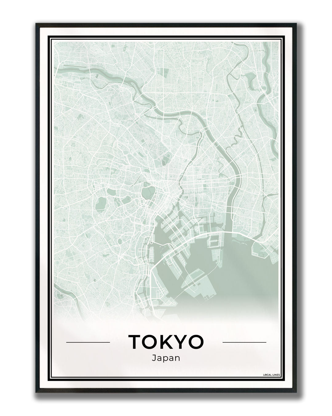 Tokio Stadskaart – Poster - Sage ingelijst