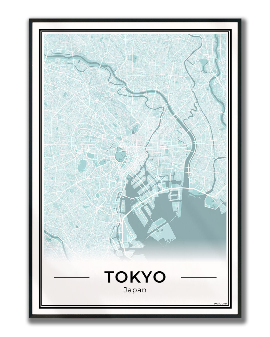 Tokio Stadskaart – Poster - Sky ingelijst
