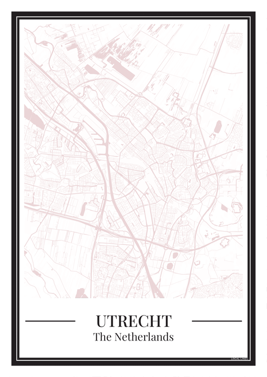 Utrecht poster – Zachtroze stadskaart