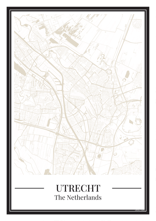 Stadskaart Utrecht – zandkleurige poster