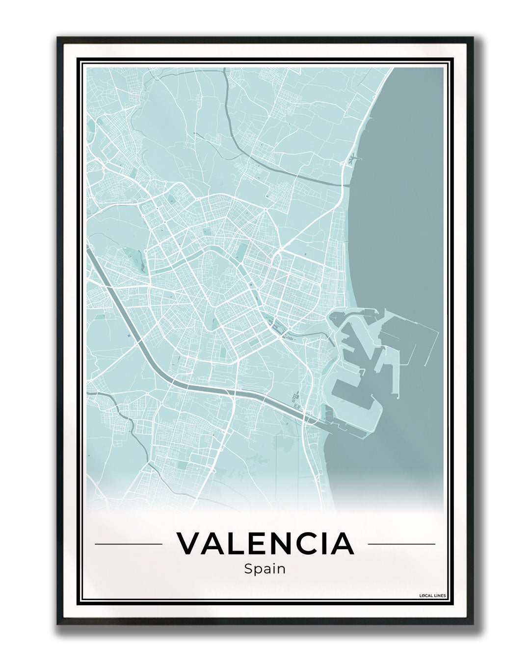 Valencia Stadskaart – Poster - Sky ingelijst